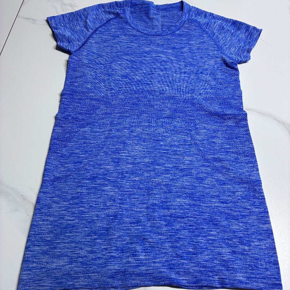 Lululemon Swiftly Tech Short Sleeve Heathered Blue Top Sz Small